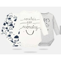 初生嬰兒長袖爬行夾衣 (Set of 3) - Smiles for Mommy (男裝)